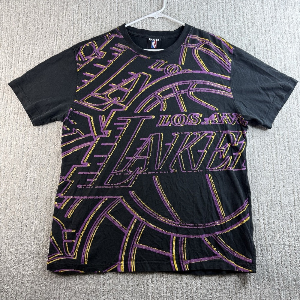 Los Angeles Lakers All Over Print T Shirt Men's Size Medium Black UNK